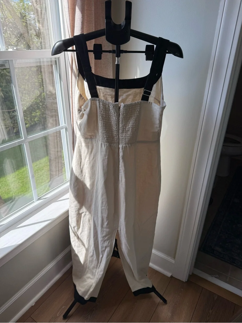 Abercrombie & Fitch Cream maxi Dress with Black Trim -Medium